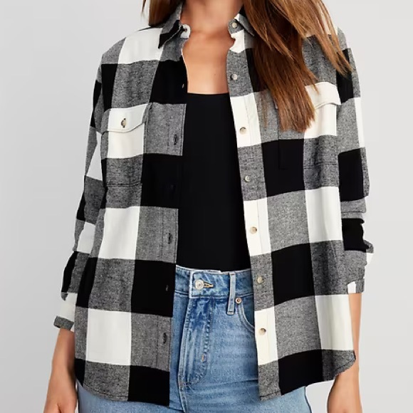 Old Navy Tops - Old Navy Oversized Plaid Flannel Boyfriend Tunic Shirt